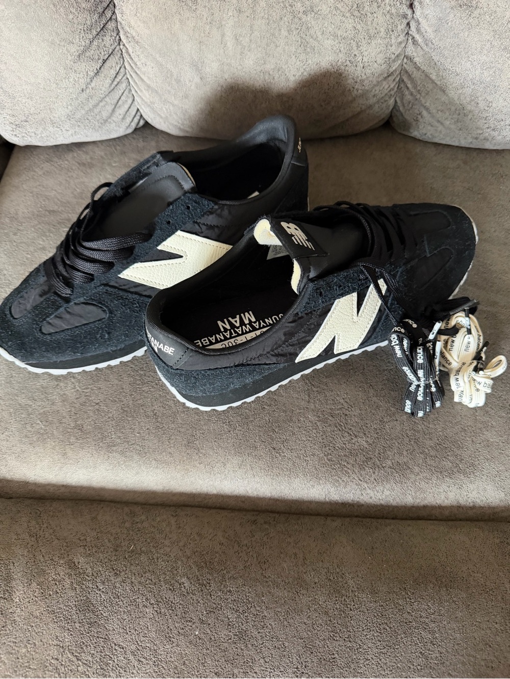 New Balance Black Sneakers with Cream N Logo